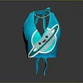 Cute Blue Sleeveless Top With Cartoon Saturn Smiling Face Tie Neck Design For Casual Wear