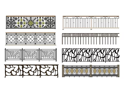 Various Decorative Fence Designs With Intricate Patterns And Ornate Details 3d model