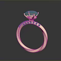 Elegant Gold Ring Featuring Blue Gemstone And Small Diamonds For Daily Use 3d model