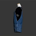 Blue Denim Overalls Shorts With Black T-shirt White Striped Cuffs And Pockets