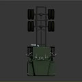 Green Truck Chassis With Multiple Wheels And Front Cab Design