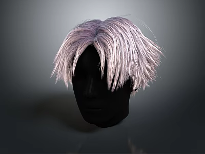 Game Movie Character With Silver White Short Messy Layered Hairstyle 3d model