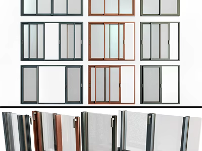 Modern Casement Windows With Various Colors And Aluminum Frame Designs 3d model