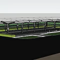 Garden Landscape Design With Covered Shelter Green Trees And Colorful Flowers