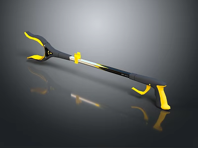 Yellow And Black Long Handle Medical Clamp Instrument For Surgical Operations 3d model