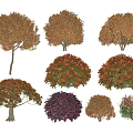 Red leaf heather ball shrub ball red shrub ball hedgerow shrub safflower following wood ball 3d model
