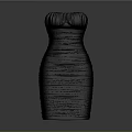 Elegant Black Strapless Ruched Dress with Fitted Silhouette and Textured Design