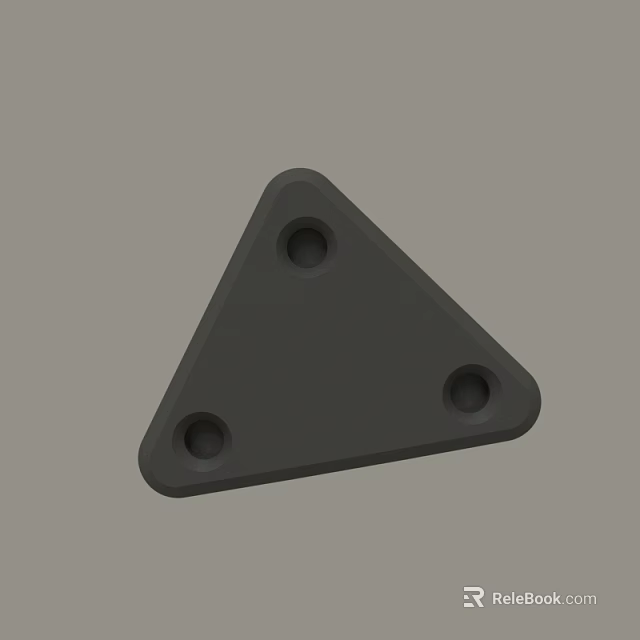 Black Triangular Metal Bracket With Three Holes For Industrial Use 3d model 