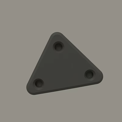 Black Triangular Metal Bracket With Three Holes For Industrial Use 3d model