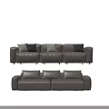 Modern Gray Leather Sofa Set With Multiple Cushions And Simple Design 3d model
