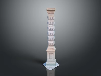 Elegant Classical Column Featuring Intricate Ornamental Details Layered Structure Base And Capital 3d model