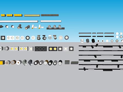 Various Modern Downlights and Spotlights for Home Interior Lighting Fixtures 3d model