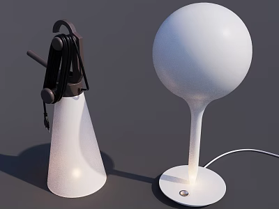 Modern Table Lamp Designs Conical Shape With Black Accents And Spherical White Base 3d model