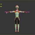 Humanoid Robot With Orange And White Stripes Mechanical Structure Standing Pose Arms Extended