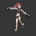 Red Haired Fantasy Character Leaping With Mythical Creature And Winged Accessories