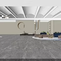Elegant Modern Beauty Salon Reception Area With Circular Decor And Comfortable Sofas 3d model