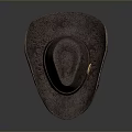 Stylish Brown Patterned Cowboy Hat With Leather Band For Everyday Use 3d model