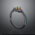 Elegant Silver Ring With Colorful Gemstones Yellow Pink And Blue Inlaid Design