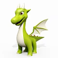 Cute Green Dragon Doll With White Wings Red Eyes And Cartoon Design