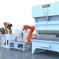Advanced Industrial Equipment With Robotic Arms And Automated Manufacturing Line