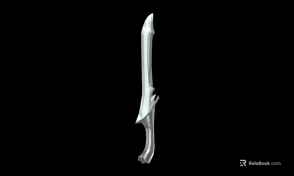 Silver Sword Featuring Sharp Blade And Unique Hilt Design On Black Background 3d model