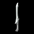 Silver Sword Featuring Sharp Blade And Unique Hilt Design On Black Background 3d model