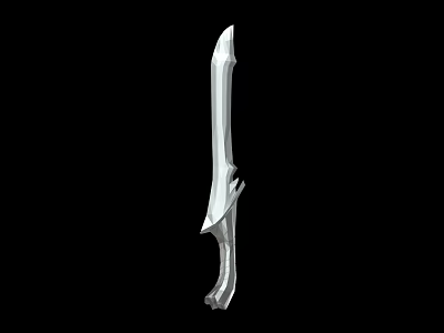 Silver Sword Featuring Sharp Blade And Unique Hilt Design On Black Background 3d model