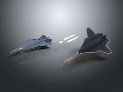 Advanced Modern Fighter Jets Two Models Static Display And In Flight With Afterburners 3d model