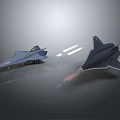 Advanced Modern Fighter Jets Two Models Static Display And In Flight With Afterburners 3d model