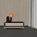 Modern Nightstand Design With Black Curved Table Lamp And Round Glowing Bulb