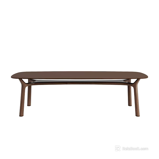 Modern Minimalist Brown Coffee Table With Smooth Surface And Four Legs 3d model
