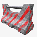 Concrete Traffic Barrier With Red And White Stripes And Metal Bar For Public Safety