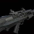 Modern Black Tactical Weapon Featuring Perforated Metal Body And Detachable Magazine