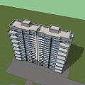 High rise Residential Building Modern Exterior Design With Balconies And Blue Sky Green Lawn Background