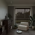 Cozy Vintage Living Dining Room Interior Design With Black Leather Sofa And Wooden Storage Cabinets