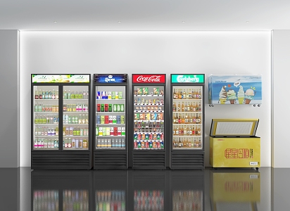 Refrigerator Freezer Refrigerator Beverage Soda Supermarket Refrigerator 3d model