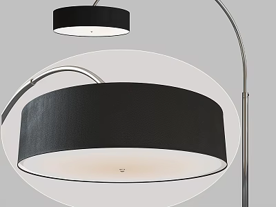 Modern Floor Lamp With Black Fabric Shade And Curved Metal Stand For Home Decor 3d model