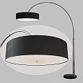 Modern Floor Lamp With Black Fabric Shade And Curved Metal Stand For Home Decor