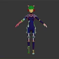 Futuristic Female Character In Blue Cybernetic Suit With Mechanical Details