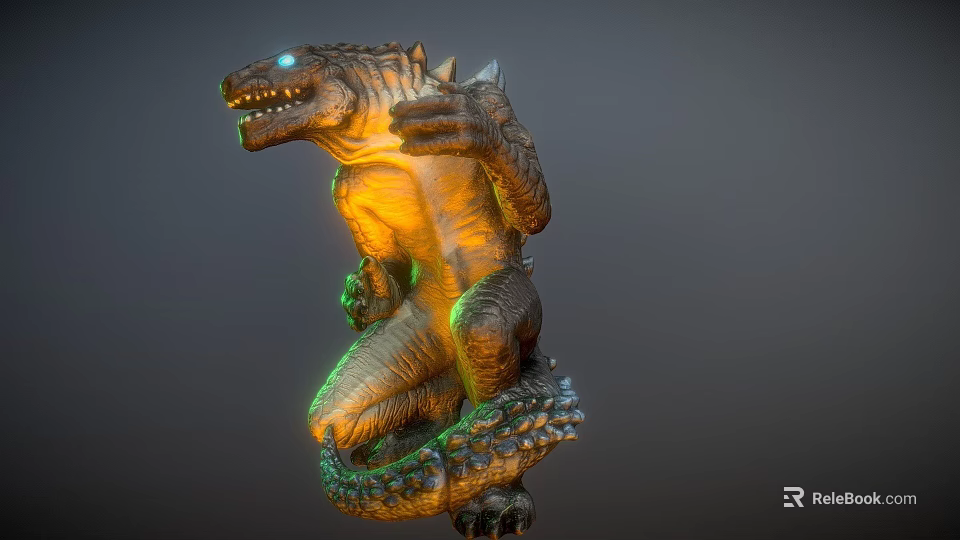 Detailed Mythical Fantasy Creature 3D Model With Glowing Eyes Scales And Claws 3d model 