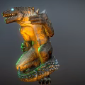 Detailed Mythical Fantasy Creature 3D Model With Glowing Eyes Scales And Claws