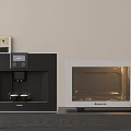 Kitchen Appliances Featuring Coffee Machine And Microwave Oven On Countertop 3d model