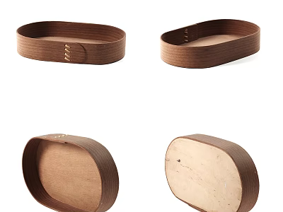 Natural Wood Oval Shaped Trays with Functional Design for Home Use and Decor 3d model