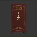 Red Fort Knox Safe With Star Handle And Circular Lock For Home Security 3d model