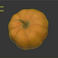 Single Orange Pumpkin with Green Stem on Black Reflective Background
