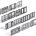 Various Window Designs With Different Frame Styles And Glass Panels 3d model