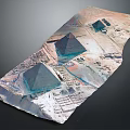 Cartoon Egyptian Pyramid Scene With Desert Landscape Ancient Structures And Map Design
