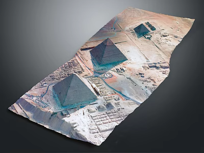 Cartoon Egyptian Pyramid Scene With Desert Landscape Ancient Structures And Map Design 3d model