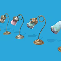 Artistic Table Lamps With Curved Metal Stems And Colorful Glass Shades