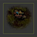 Tribal Wooden Mask With Red Blue Yellow Green Feathers Golden Eyes And Green Leaf On Grass With Stones